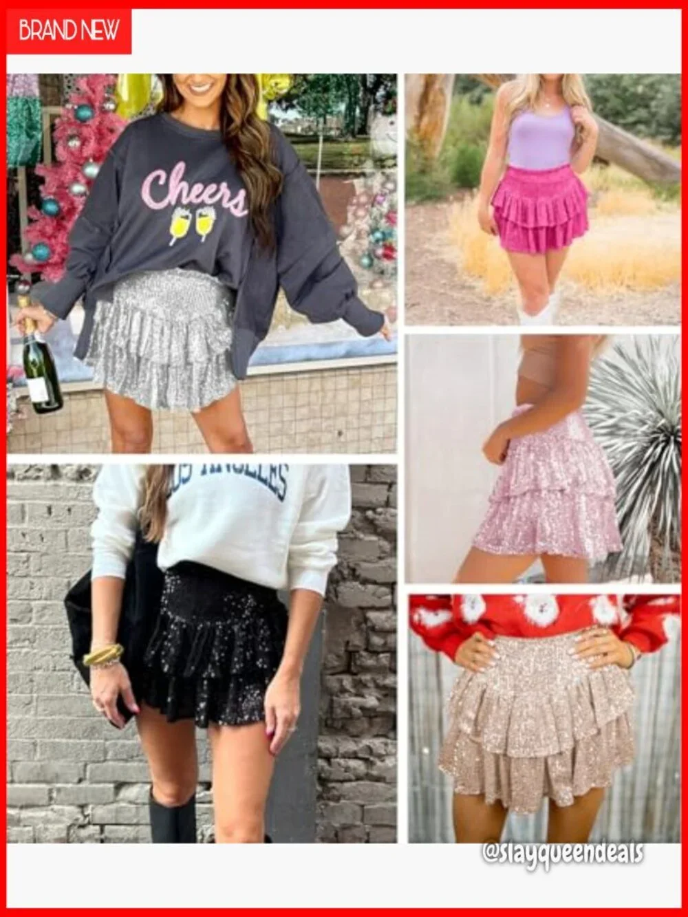 Sequin Mini Skirt High Waist Ruffle Flowy Glitter Party Club Night Out